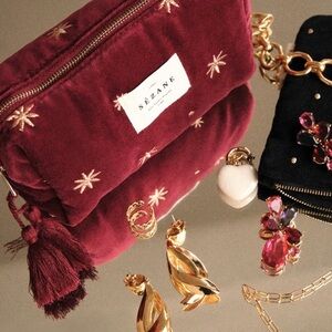 Sézane Burgundy Velvet pouch